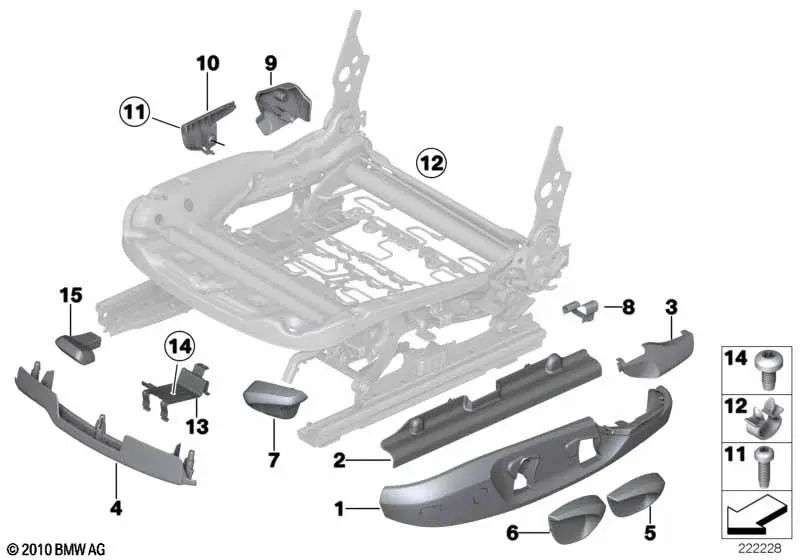 Tapa del ajuste del extremo del cinturón, izquierda para BMW Serie 3 E90, E90N, E91, E91N, X1 E84, X3 F25, X4 F26 (OEM 52107157409). Original BMW