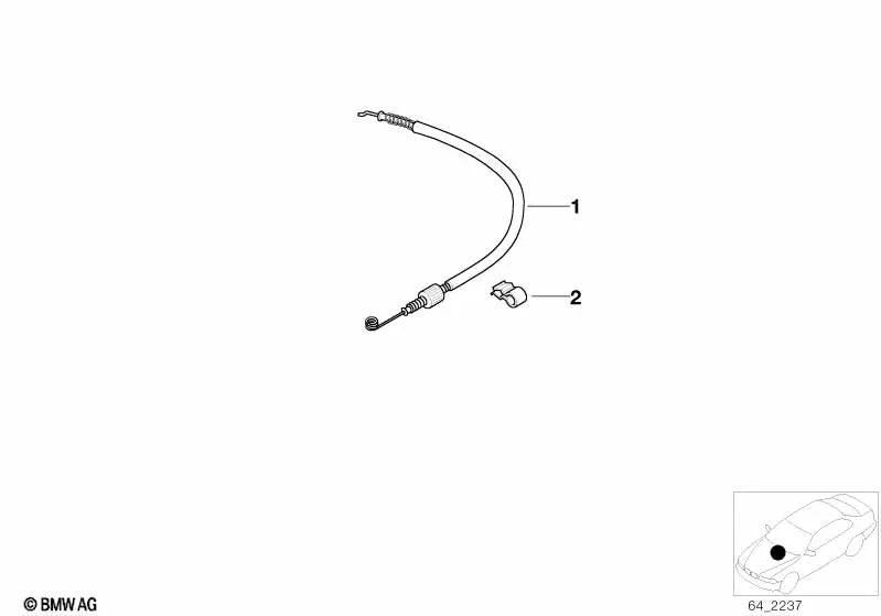 Bowden cable for BMW E46, E39, E36 (OEM 64118397724). Genuine BMW