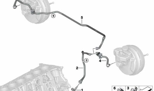 Tubo de vacío para BMW Serie 3 G20N, G21N, Serie 4 G22N, G23N, G26N, X3 F97, F97N, X4 F98, F98N (OEM 11668092849). Original BMW