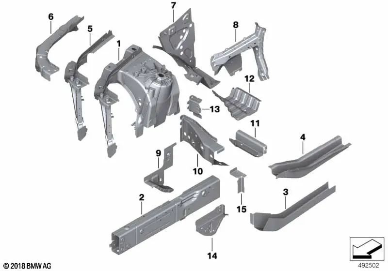 Anschluss Motorträger exterior izquierda para BMW X5 F95, G05, G18, X6 F96, G06, X7 G07, XM G09 (OEM 41007933253). Original BMW