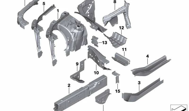 Cadre arrière OEM 41007933251 pour BMW G05, G18, F95, G06, F96, G07, G09. BMW d'origine.