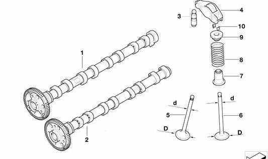 Exhaust camshaft for BMW 7 Series E65 (OEM 11317796541). Original BMW