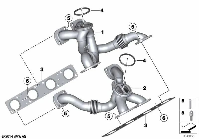 Colector de escape para BMW F10, F90, F06, F12, F13, F91, F92, F85, F96 (OEM 11627843780). Original BMW