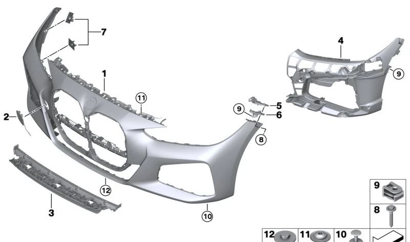 OEM 5119854251 bastoncini frontali per BMW 4 G22, G23. BMW originale.