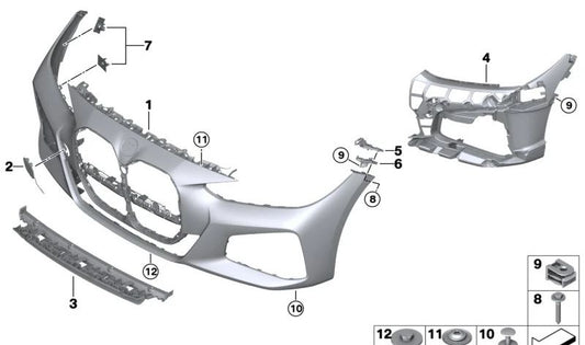 Bumper anteriore stampato OEM 51119853383 per BMW G22, G23. BMW originale.