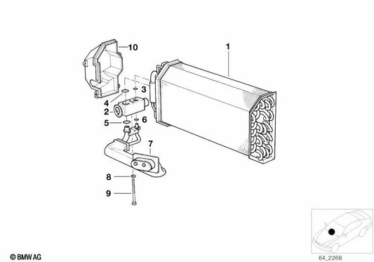 Evaporador de climatización automática para BMW Serie 5 E39 (OEM 64118363782). Original BMW