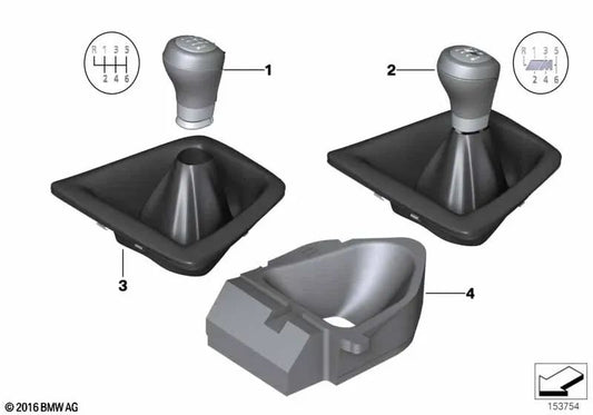 Cubierta de palanca de cambios de cuero Dakota para BMW E90, E90N, E91, E91N, E92, E92N, E93, E93N (OEM 25117595283). Original BMW