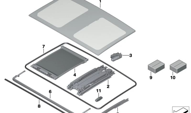 Guía corrediza derecha (OEM 54107396394) para BMW i3 (I01). Original BMW.