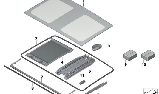 Guía corrediza derecha (OEM 54107396394) para BMW i3 (I01). Original BMW.