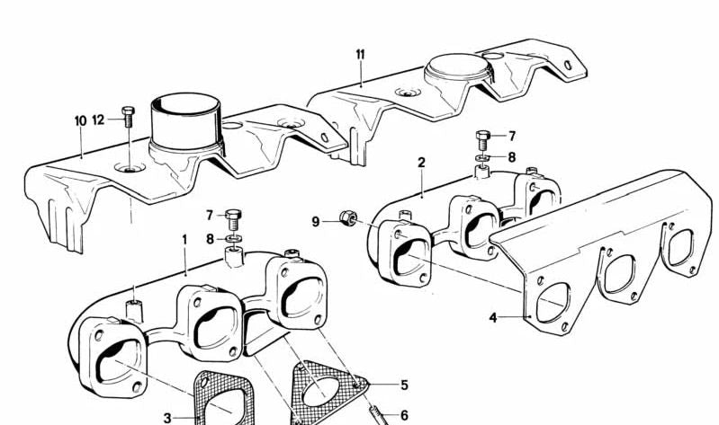 Colector de escape para BMW E23 (OEM 11621708690). Original BMW