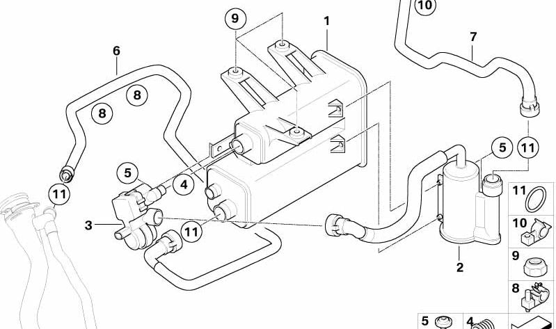 Tubo de ventilación para BMW Z4 E85, E86 (OEM 16136758017). Original BMW