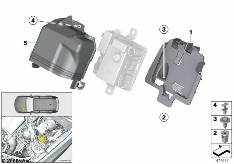 Tapa de cobertura para BMW F25, F26 (OEM 12908645227). Original BMW.