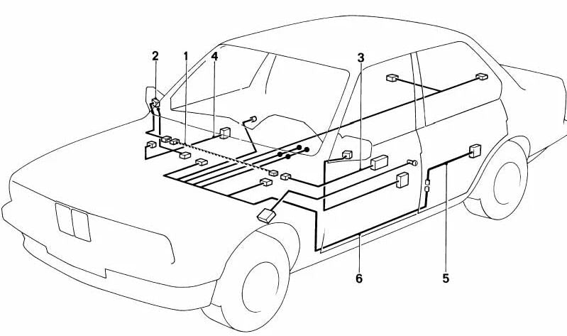 Juego de cables conexión espejo adicional para BMW Serie 5 E28 (OEM 61121373139). Original BMW.