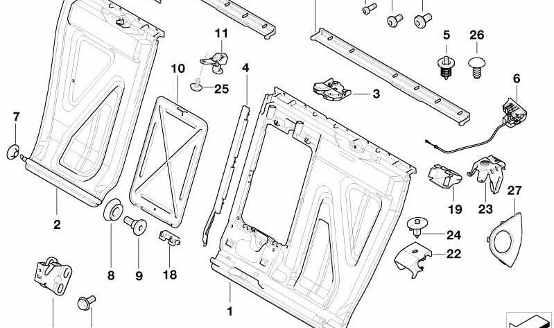 Embells Fenêtre pliante droite pour BMW E46 (OEM 52207028316). BMW d'origine.