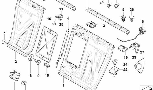 Left Side Window Cover Bracket for BMW 3 Series E46 (OEM 52207008679). Original BMW.