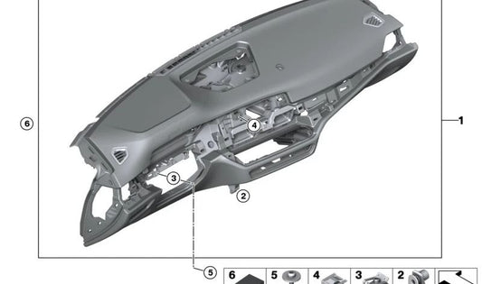 Dashboard Sensatec con display head-up (HUD) e OEM blu cucitura 51459628106 per BMW G20, G21, G22, G23, G26. BMW originale.