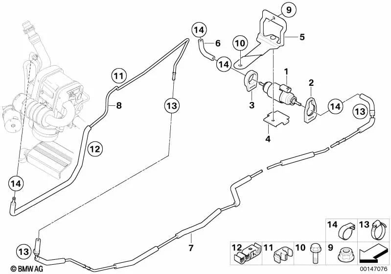 Fuel line parking heater for BMW E90, E90N, E91, E91N, E92, E92N, E93, E93N (OEM 64129131568). Original BMW