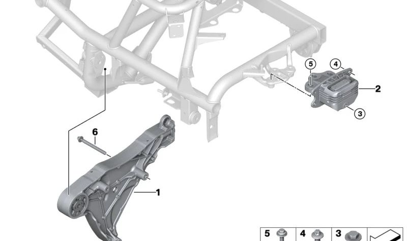 Soporte de transmisión para BMW Serie 1 F40, F52, Serie 2 F44, F45, F46, X1 F48, X2 F39 (OEM 22316853449). Original BMW