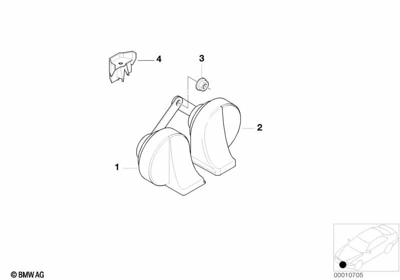 Fanfarria de Tono Grave para BMW Serie 7 E38 (OEM 61338363087). Original BMW