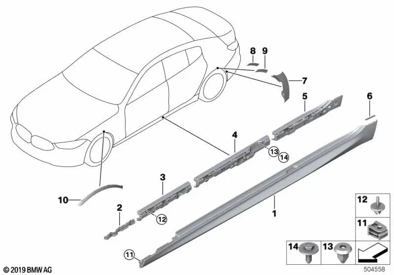 Left adhesive tape for BMW G14, G15, G16 (OEM 51779479129). Genuine BMW.