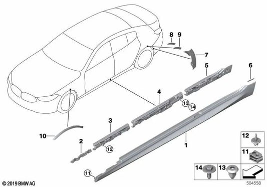 Left adhesive tape for BMW G14, G15, G16 (OEM 51779479129). Genuine BMW.