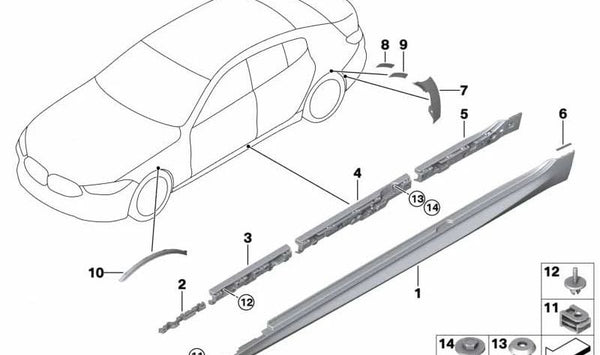 Soporte paso de rueda derecho OEM 51778077172 para BMW G16. Original BMW.