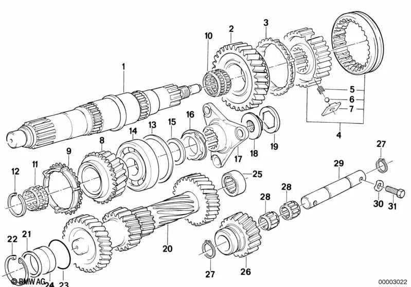 Arandela de distanciamiento para BMW E30, E28, E34, E24, E23, E32 (OEM 23221224378). Original BMW