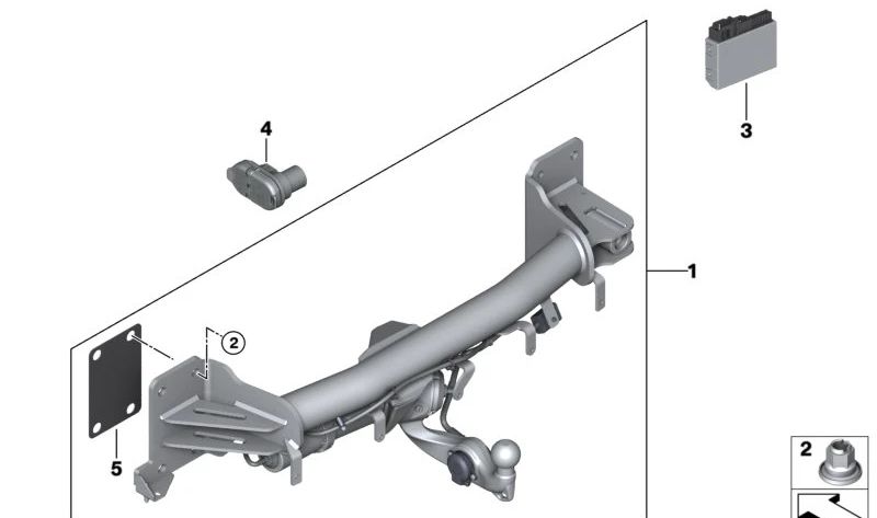 Enganche de remolque original OEM 71606889279 para BMW X7 (G07). Compatible con todos los modelos G07. Original BMW.