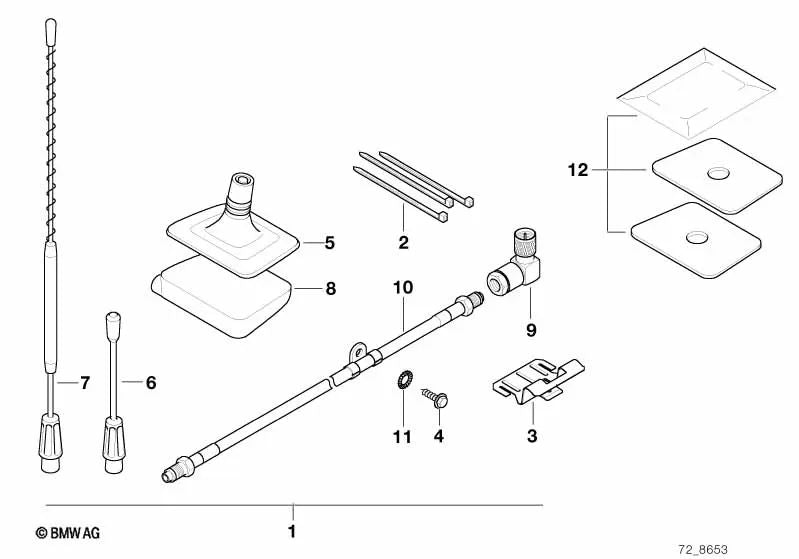 Antena emisora para BMW E36, E39, E38 (OEM 84508369459). Original BMW