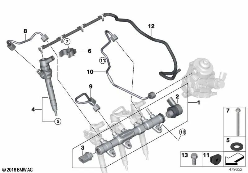 Inyector para BMW F20N, F21N, F22, F23, F45, F46, F30, F31, F34, F32, F36, F48, F39 (OEM 13538514146). Original BMW.