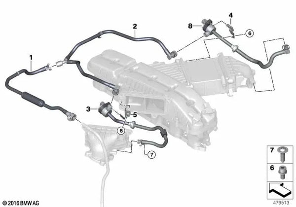 Conducto de ventilación del tanque para BMW G12, G12N (OEM 13908603918). Original BMW