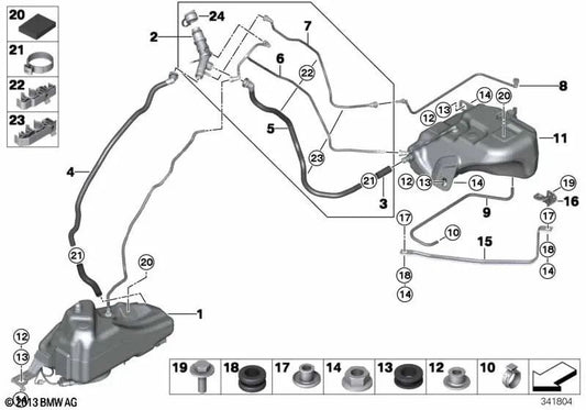 Filler Pipe for Active Tank for BMW 3 Series F30, F31 (OEM 16197332266). Original BMW