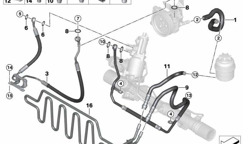 Tubo de retorno del radiador OEM 32416778441 para BMW E90, E91, E92. Original BMW