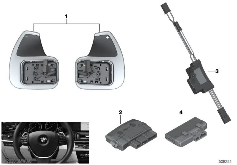 Set de Paletas de Cambio para BMW Serie 5 F07N, F10, F10N, F11, F11N, F18, F18N Serie 6 F06, F06N, F12, F12N, F13, F13N (OEM 61317848968). Original BMW