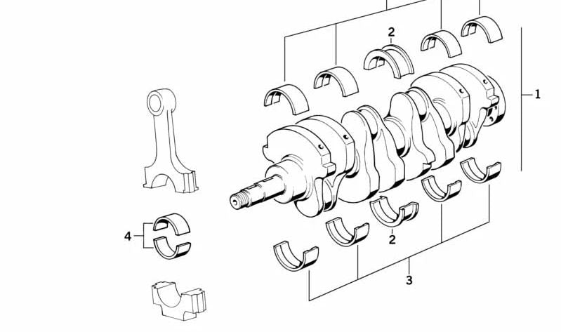 Cigüeñal sin cojinetes para BMW Serie 3 E30 (OEM 11211308156). Original BMW