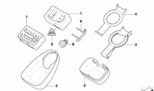 Guía superior para cableado OEM 61358371930 para BMW E39. Original BMW.