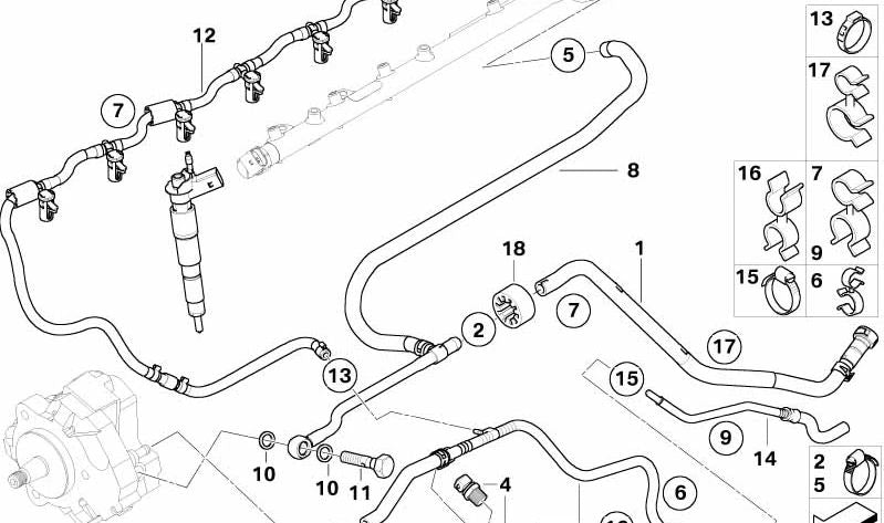 Conducto de combustible para BMW E83, E83N (OEM 13533414979). Original BMW