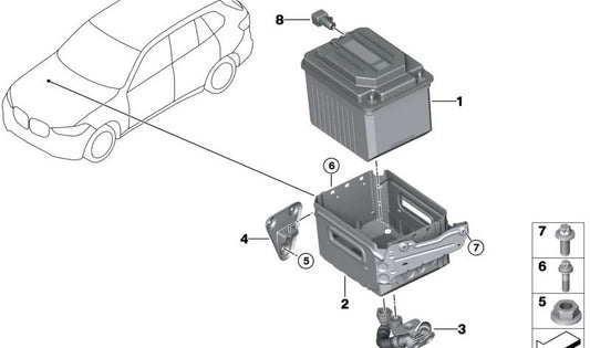 Batería de 48 V para BMW Serie 3 G20, G21, G21N, Serie 4 G22, G23, G26, Serie 5 G30, G31, X5 G05, G18, X6 G06, X7 G07 (OEM 61215A6EC78). Original BMW