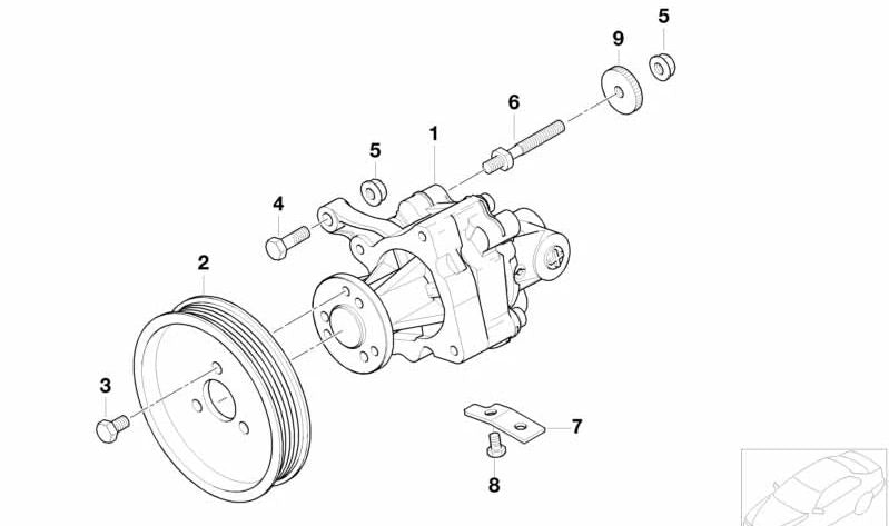 Tuerca de ajuste de dirección OEM 32421707578 para BMW (E39, E38, E31, E53). Original BMW.