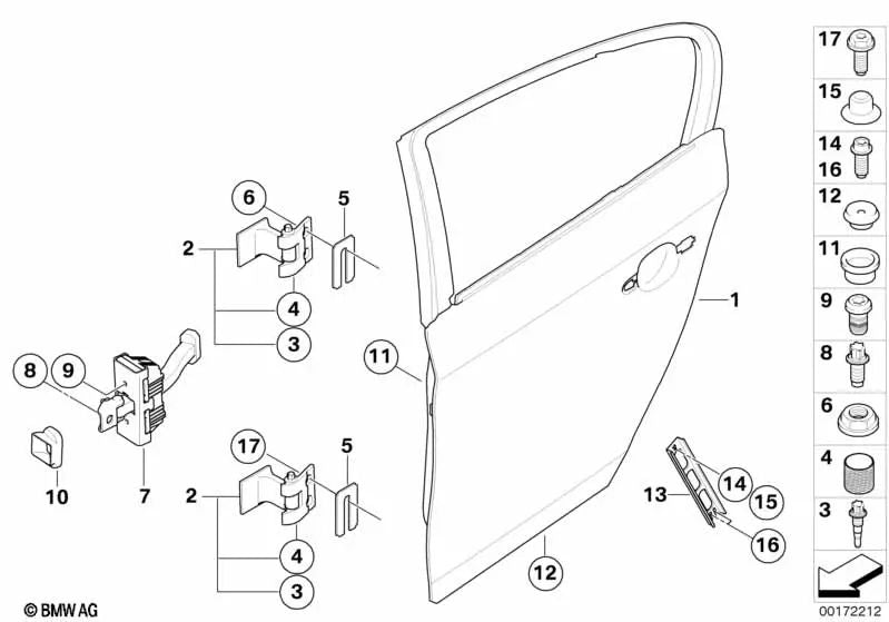 Junta freno de puerta trasero para BMW Serie 1 E87, E87N (OEM 51227123542). Original BMW