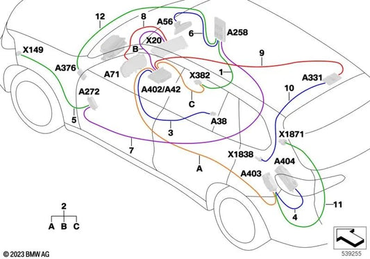 Ethernet-Kabel für BMW G05, G18, G06, G07 (OEM 61118714672). Original BMW.