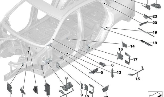 Revêtement intérieur de Pilar D Law OEM 41007440224 pour BMW G06, F96. BMW d'origine.