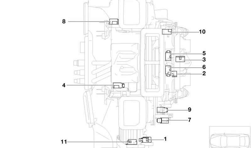 Actuador OEM 64116935076 para compuerta de aire caliente derecho BMW Serie 7 (E65, E66). Original BMW.