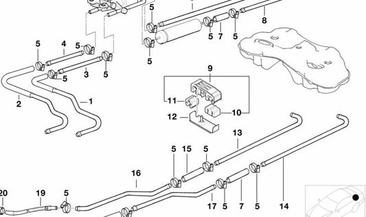 Kraftstoffzuleitung für BMW E38 (OEM 16121183202). Original BMW