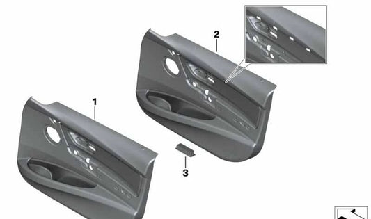 Revestimiento de puerta de cuero sintético delantero derecho para BMW Serie 3 F30, F31 (OEM 51417279180). Original BMW