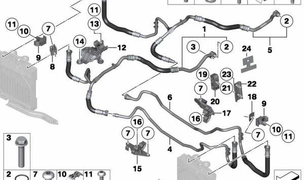 Soporte de tubería de aceite OEM 17217594327 para BMW F01, F02. Original BMW.