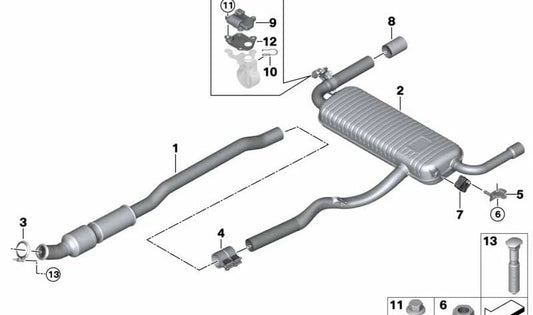 Silencioso trasero con válvula de escape OEM 18308685829 para BMW F39 (X2). Original BMW