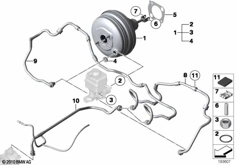 Unterdruckkanal für BMW 7er F01, F02 (OEM 11667601054). Original BMW