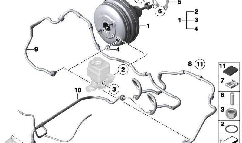 Tubería de vacío para BMW F01, F02 (OEM 11667564959). Original BMW.