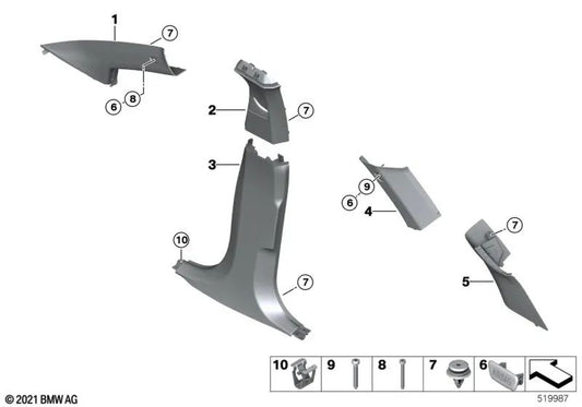 Left A-pillar trim for BMW U06 (OEM 51439493547). Original BMW